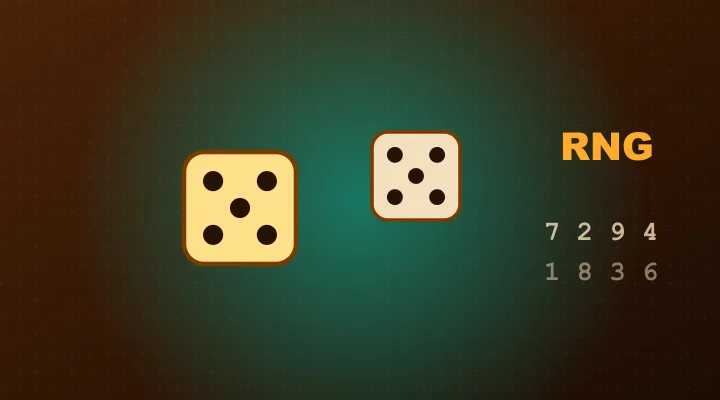 Kości i ciągi liczb z napisem RNG – losowość w GameSpot Casino